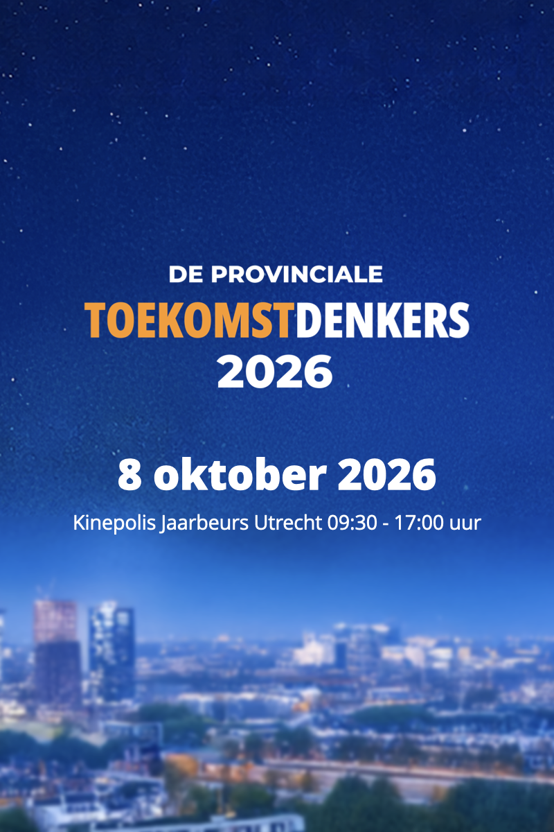 Provinciale Toekomstdenkers 2026: hét event voor jonge ambtenaren. Laat je inspireren door sprekers, ontmoet collega’s en werk aan jouw ontwikkeling op 8 oktober in Utrecht.